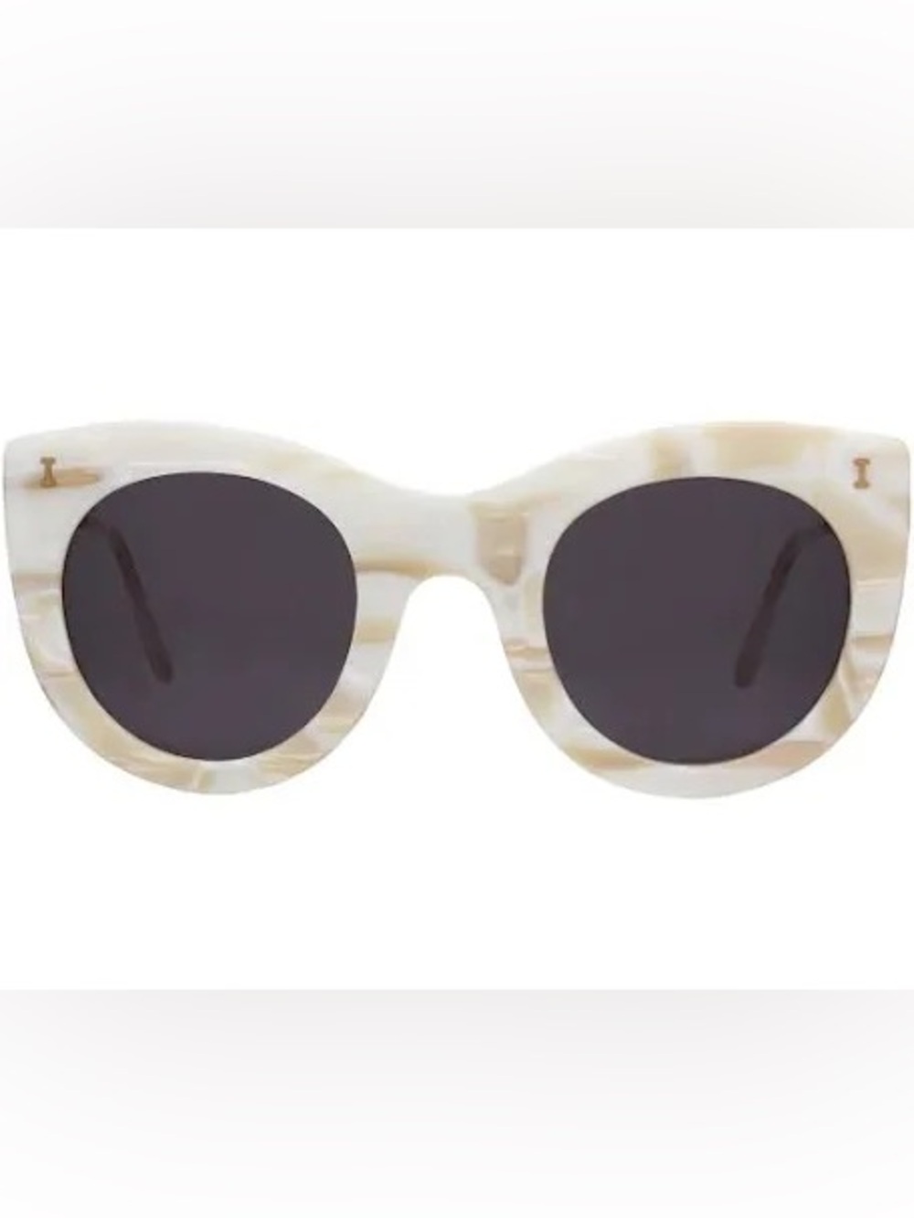 NWOT Illesteva Boca Sunglasses Cream Marble Acetate with Grey Flat Lens